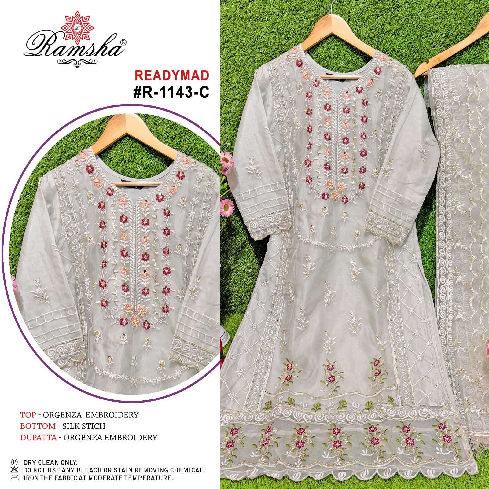 ramsha R-1143 nx organza embroidery suit 