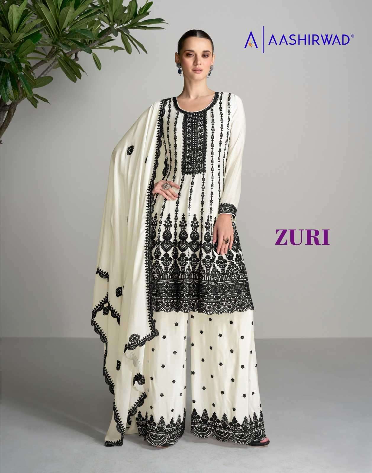aashirwad zuri series 9996-9997 premium chinon silk readymade suit 