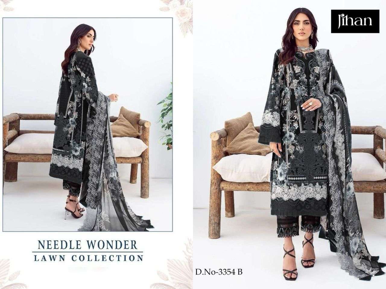 JIHAN NEEDLE WONDER LAWN COLLECTION 3354 PURE COTTON SUIT