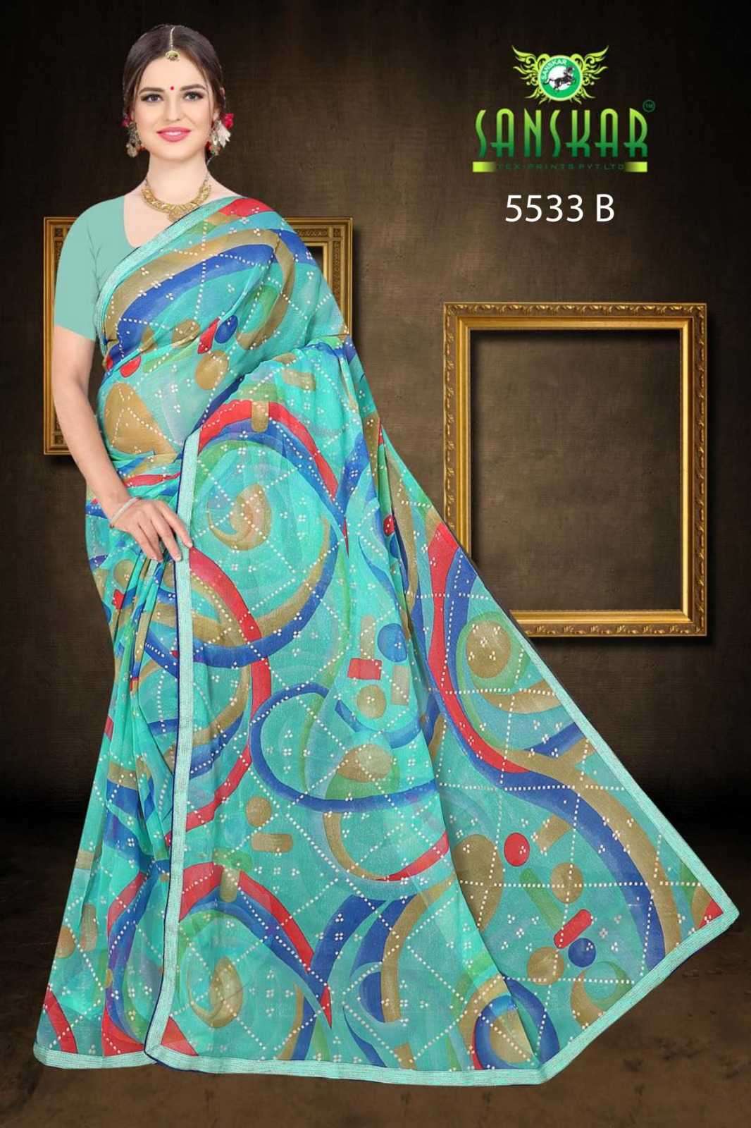 sanskar chandini chiffon printed saree