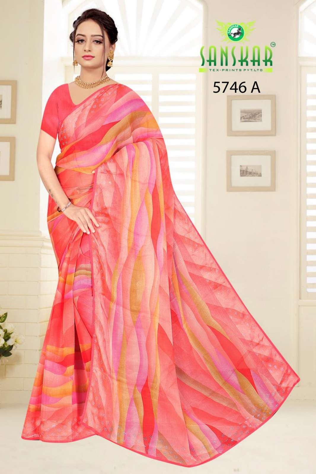 sanskar surmedani vol 2 series 5746 chiffon saree