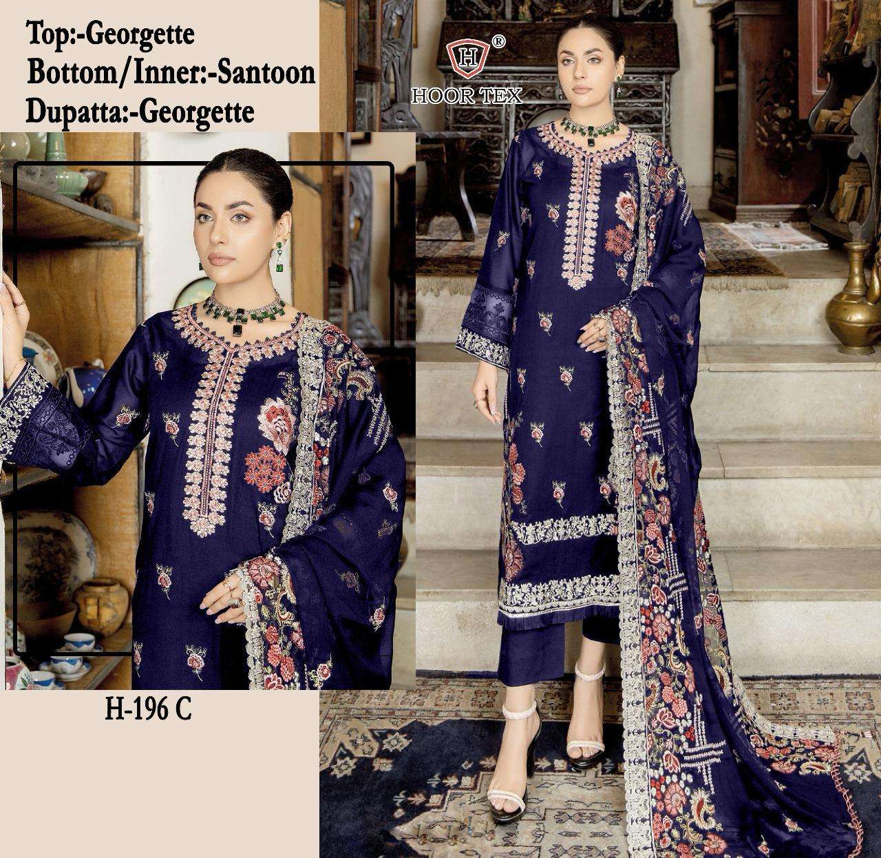 hoor tex  H-196 A To E faux georgette suit 