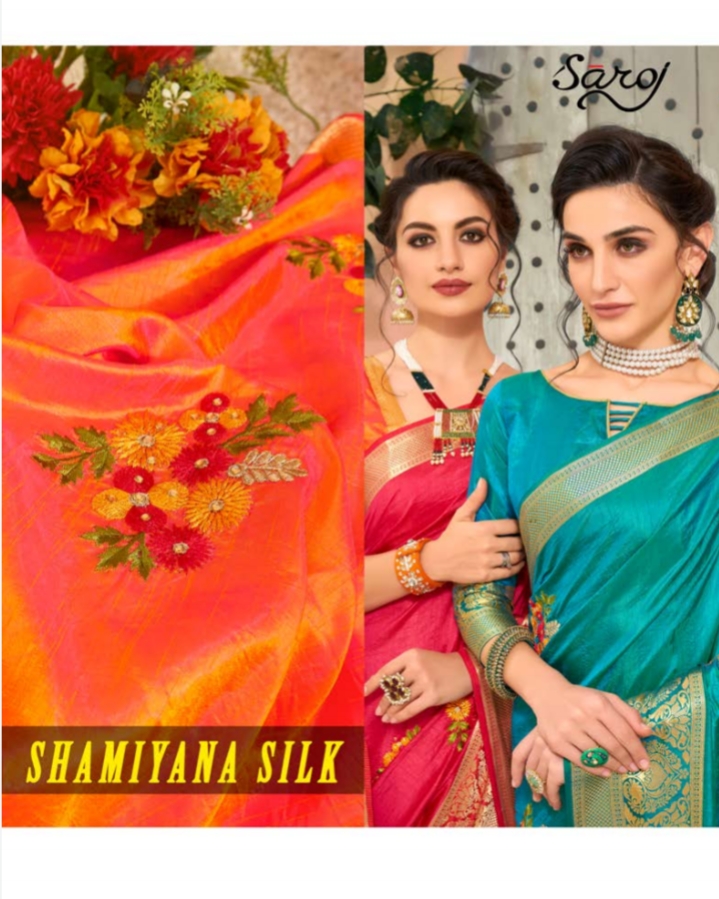 Saroj Launching Shamiyana Silk Festival Wear Silk With Embroidery Saree