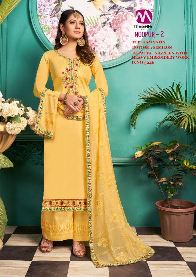 Meghali Suits Noopur Vol 2 Jam Satin Embroidery Dress Materials Seller