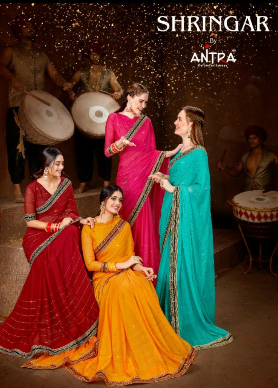 Antra Launch Shringar Softy Chiffon Party Wear Saree With Diamond Collection