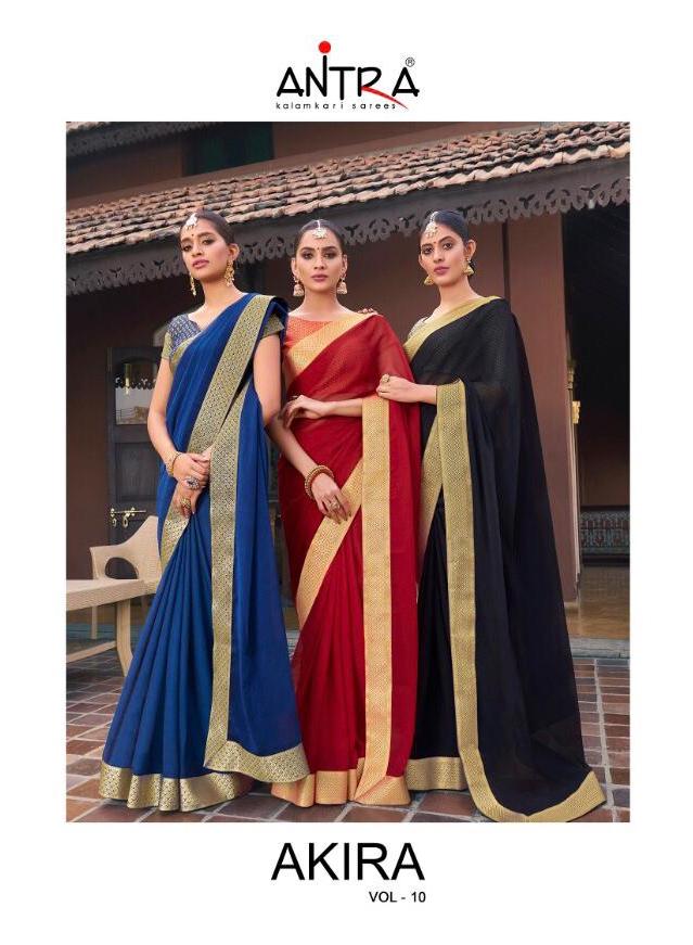 Akira Vol 10 By Antra Lifestyle Chiffon Saree With Banarasi Border Concept