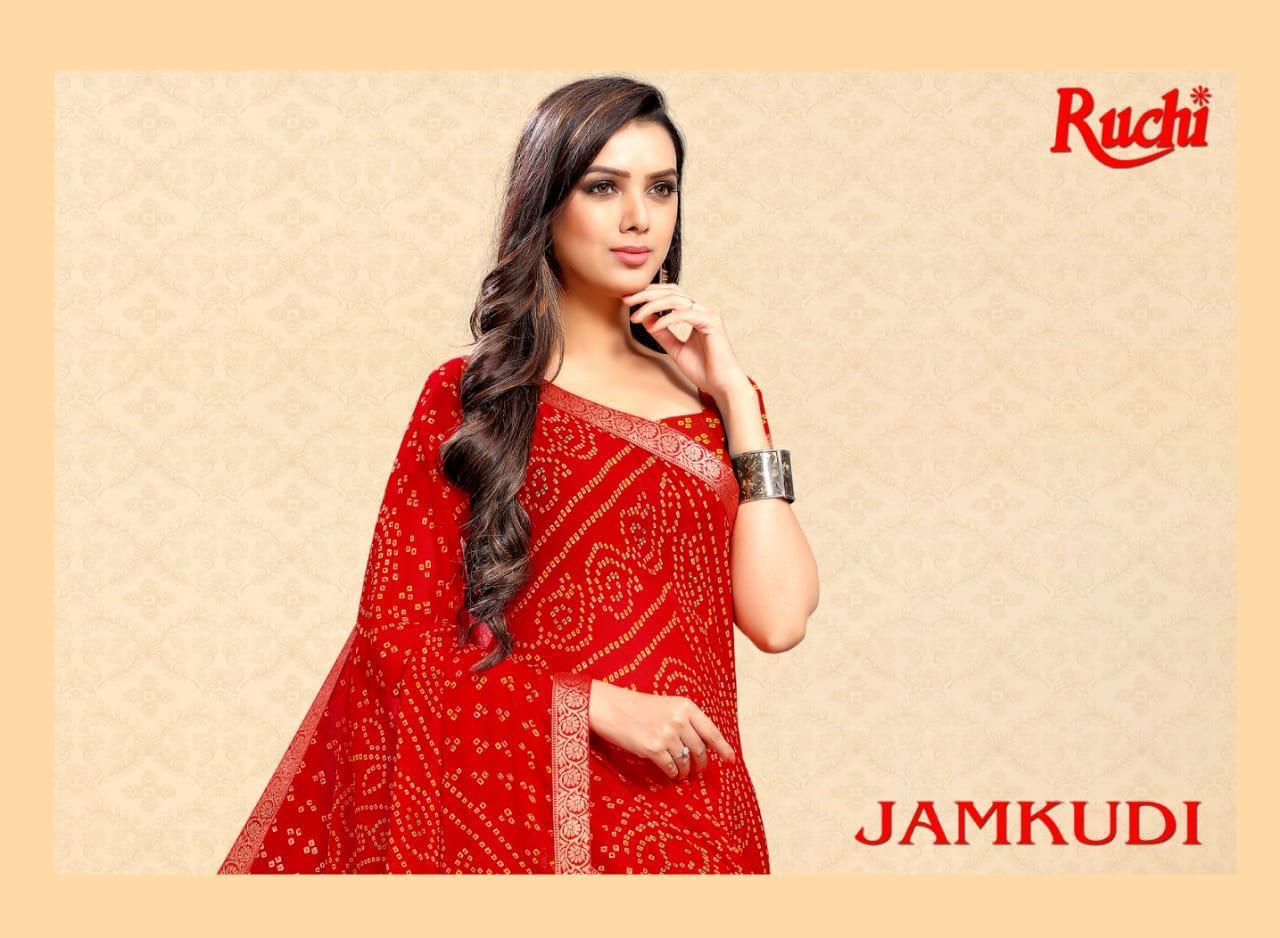 Ruchi Saree Jamkudi Chiffon Bandhani Printed Fancy Saree Online Saree Store