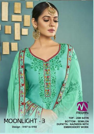 Meghali Suits Presents Latest Collection Moonlight Vol 3 Launched On January 8, 2020 . Presenting Beautiful Collection Of 6 Pcs With Unstitched Salwar Kameez .