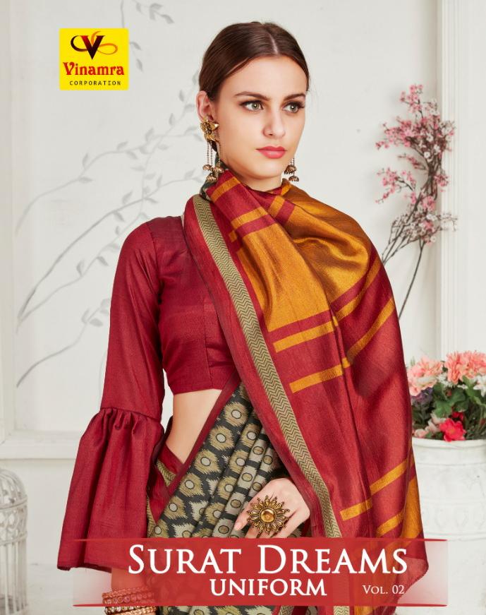 Vinamra Surat Dreams Uniform Vol 2 Printed Sarees Wholesale Dealer