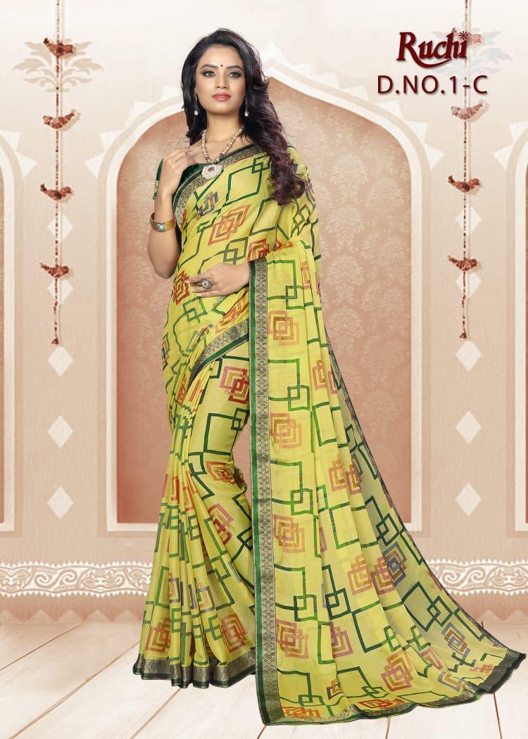 Kinjal Of Ruchi Saree Designer Fancy Brasso Saree Wholesaler