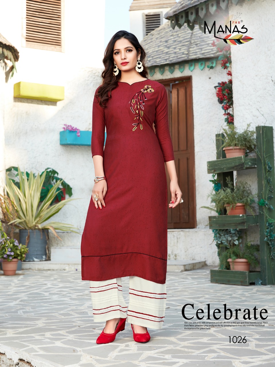 Anishka Vol 4 By Manas Rayon Designer Fancy Long Kurti With Palazzo