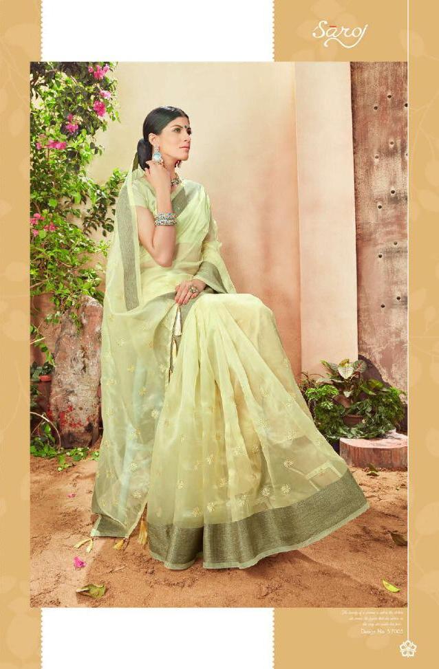 Sharmili By Saroj Organza Saree With Embroidery Work Collection