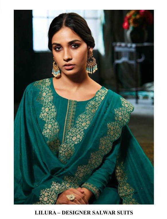 Ganga Lilura Silk Swarovski Work Designer Salwar Suits Catalog