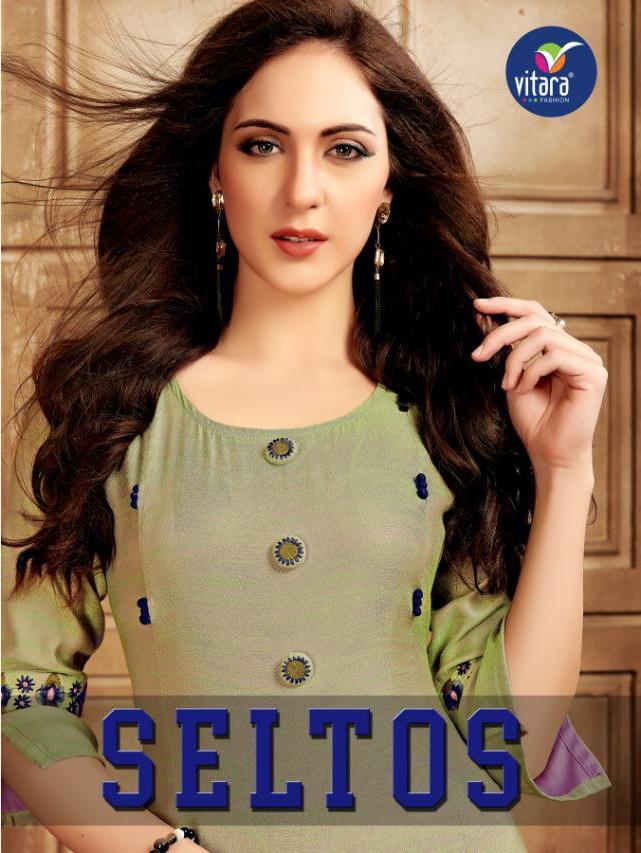 Vitara Fashion Seltos Heavy Slub Straight Fancy Kurti Seller