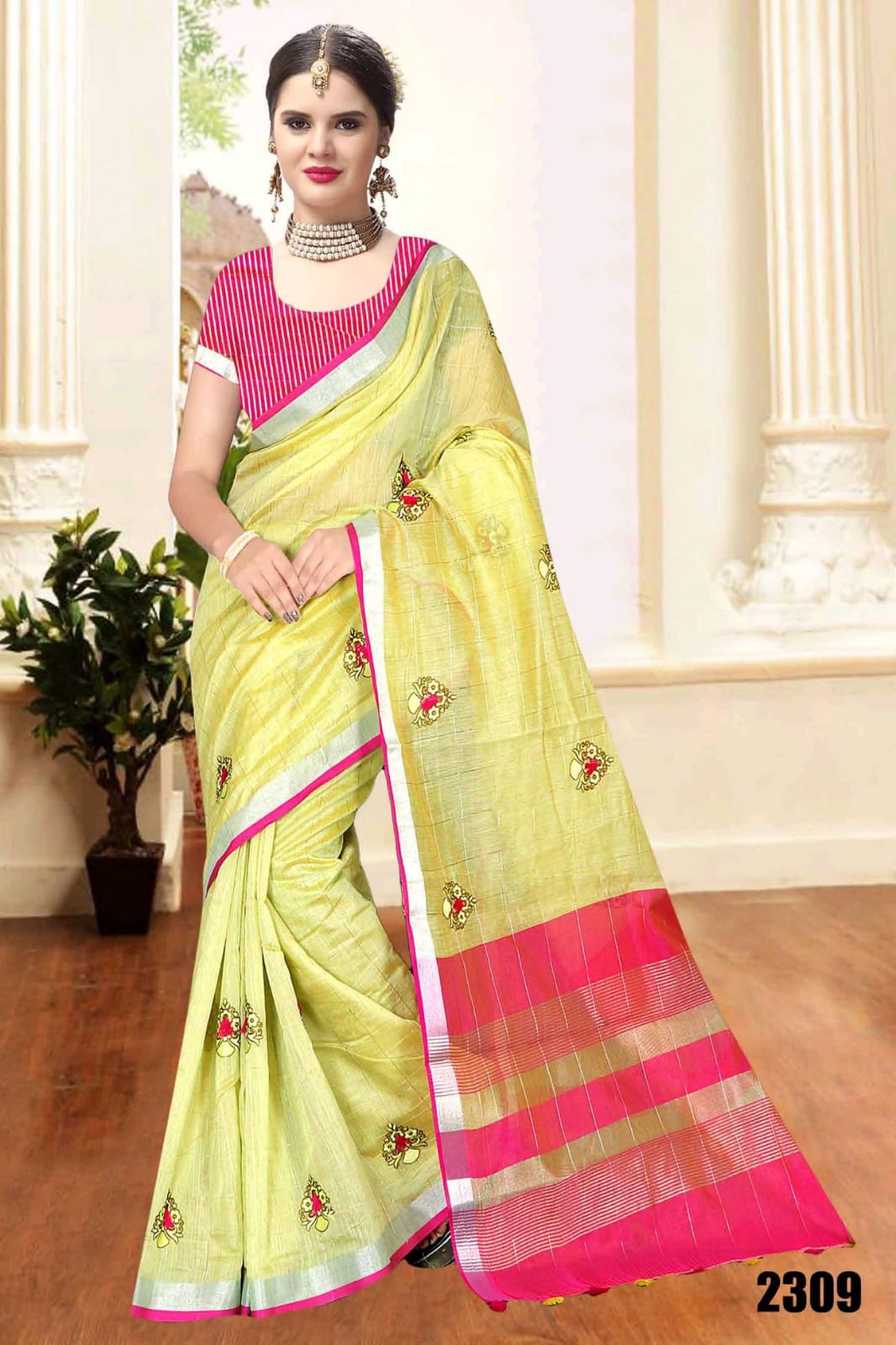 Priyanka Saree 2304-2309 Series Linen Work Traditional Wear Saree