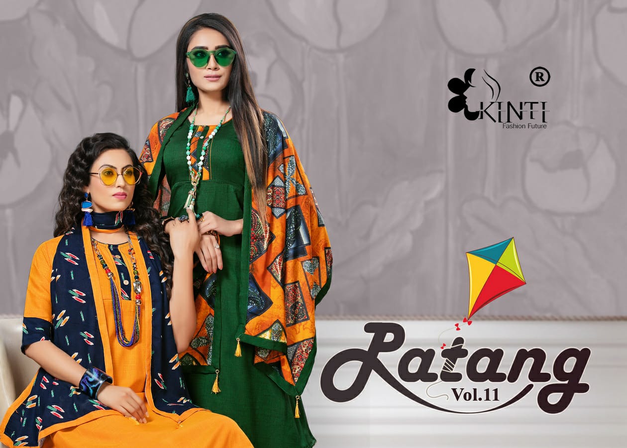 Patang Vol 11 By Kinti Rayon Kurti With Stole Collection Wholesaler