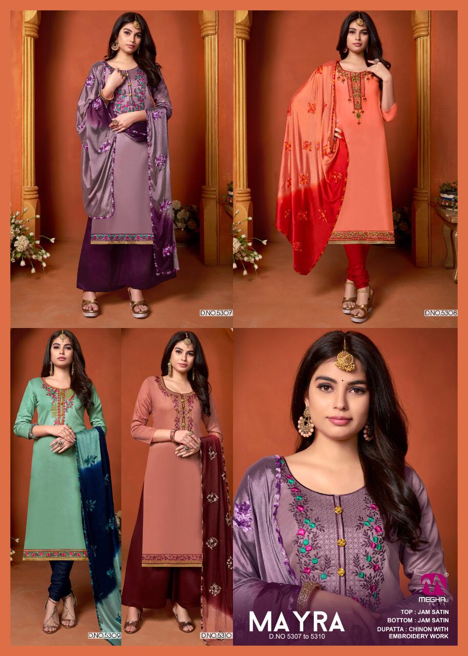 Meghali Suits Mayra Jam Satin Fancy Dress Materials Supplier