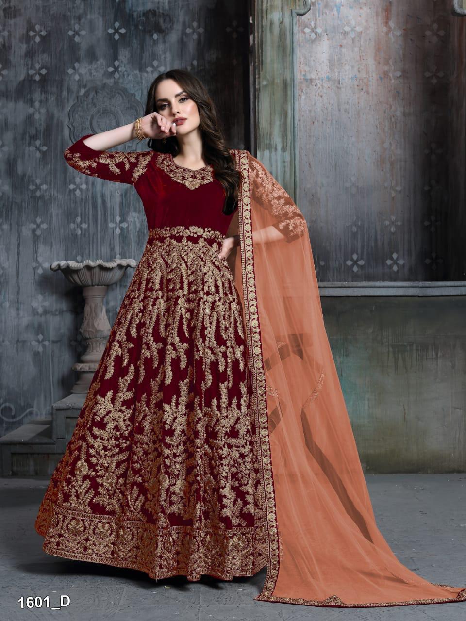 Twisha 1601 Colors Velvet Embroidery Anarkali Salwar Kameez