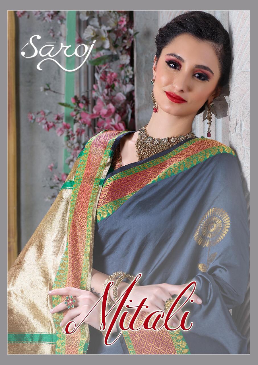 Saroj Mitali Cotton Silk Ethnic Stylish Fancy Saree Collection