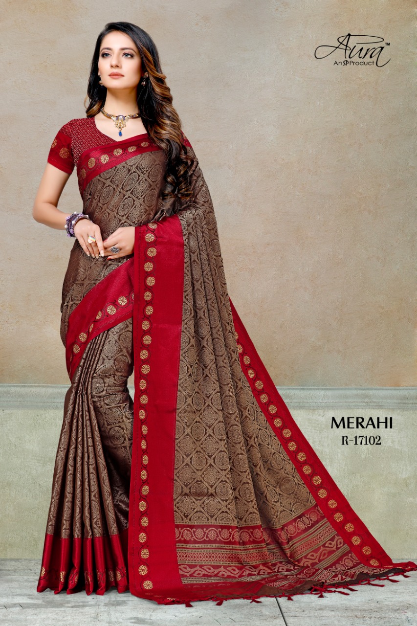 Aura Launching Merahi Silk Ethnic Festival Wear Saree Online Surat Store