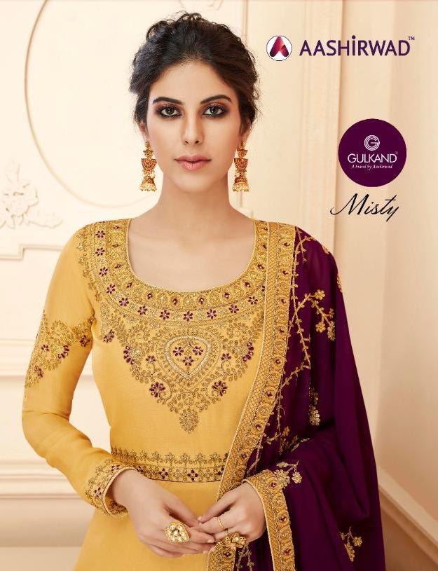 Aashirwad Misty Tussar Silk With Embroidery Gown Style Long Suits Collection