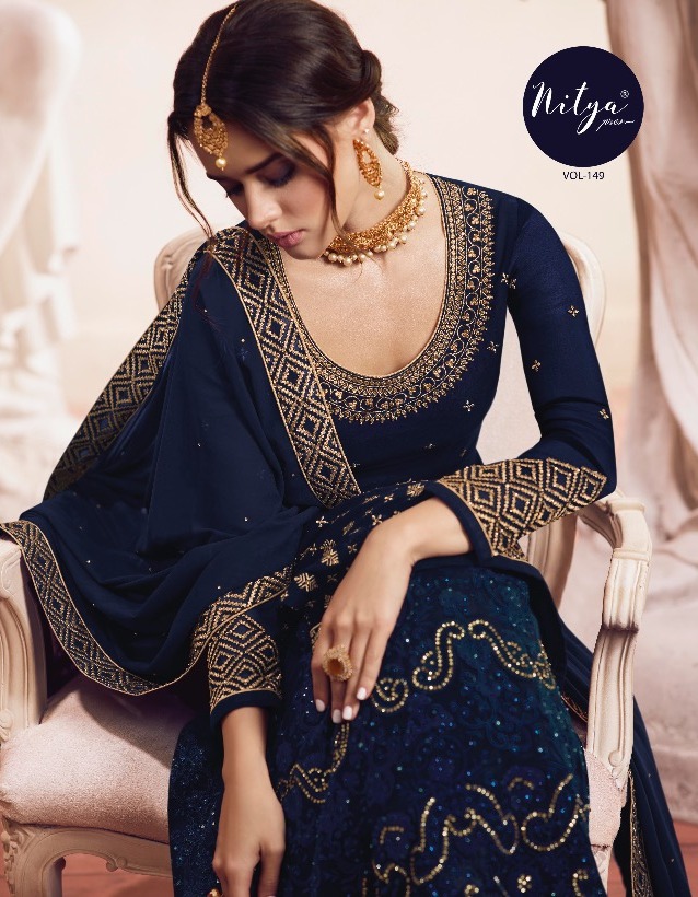 Lt Nitya Vol 149 Georgette Net Heavy Embroidery Sharara Palazzo Style Salwar Kameez