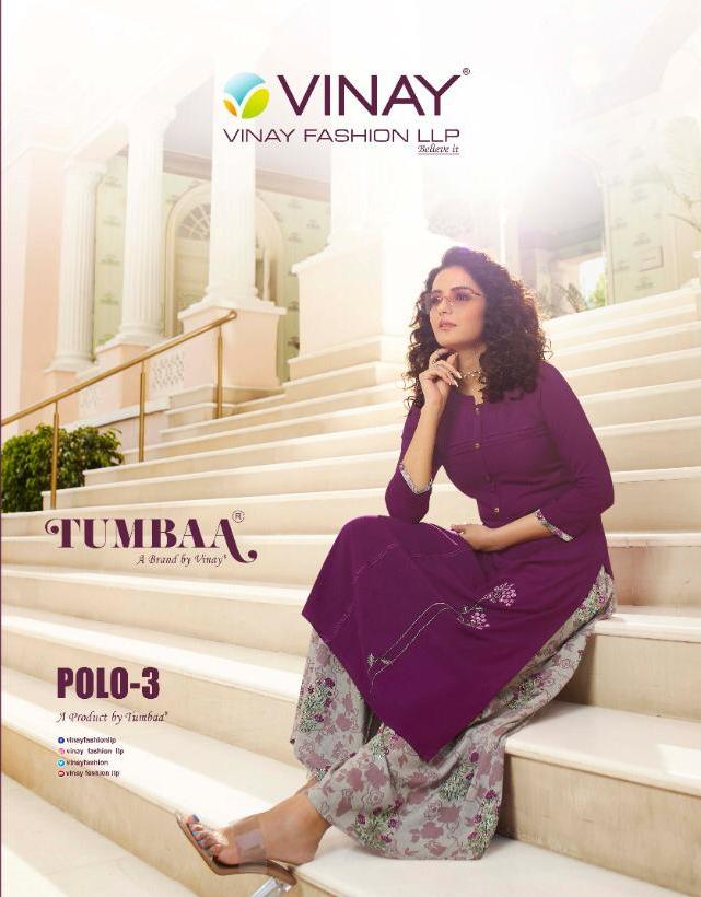 Vinay Tumbaa Polo Vol 3 Rayon Kurti With Plazzo Ethnic Collection