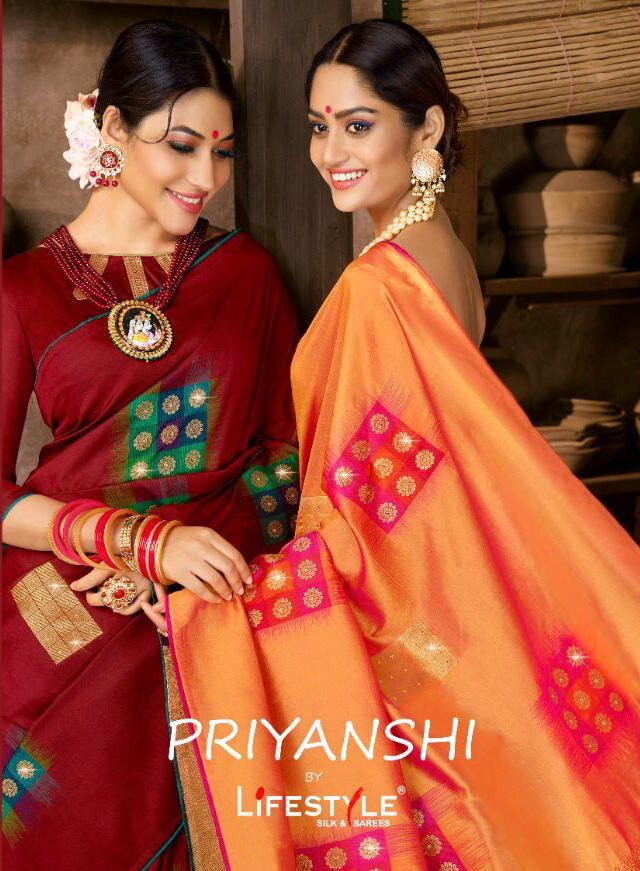 Lifestyle Launch Priyanshi Party Wear Fancy Saree Wholesaler Supplier-