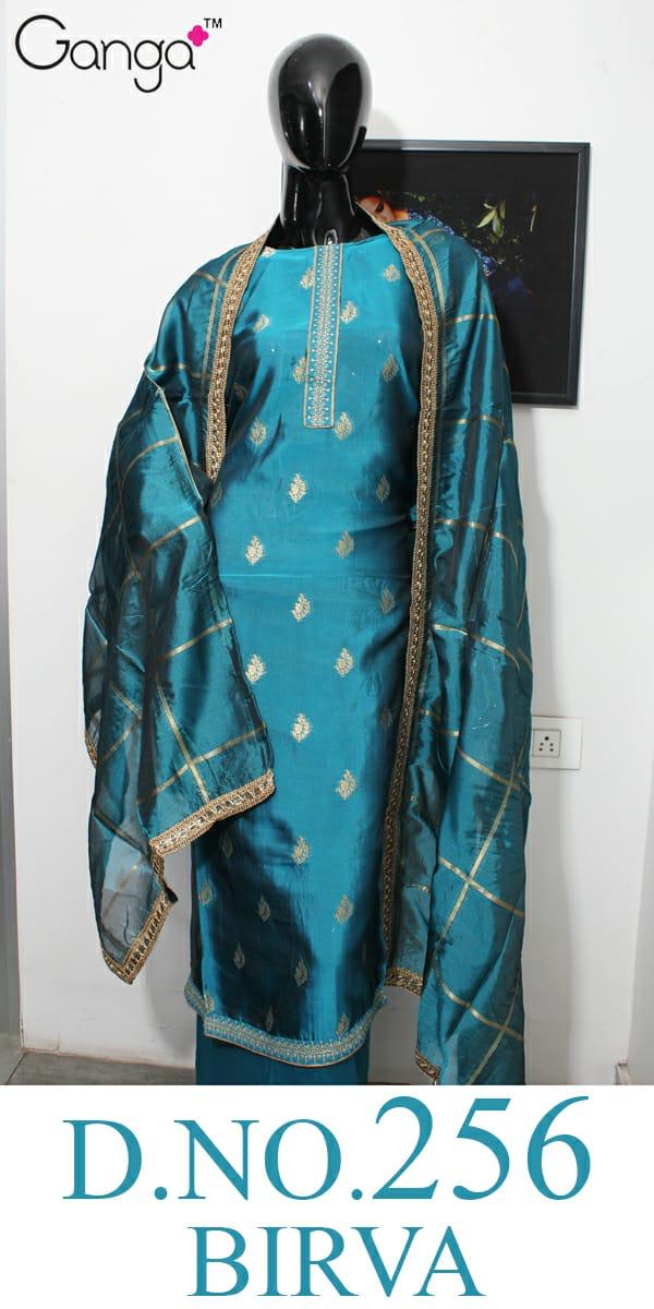 Ganga  Birva 256 Silk Jequard Indian Suits Online Wholesaler Surat