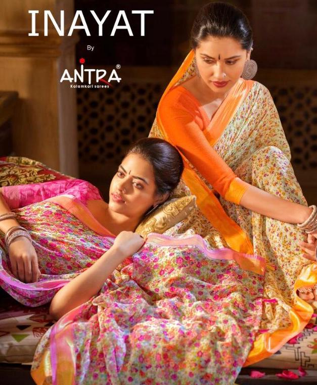 Antra Inayat Colorful Printed Chiffon Saris Online Shoping In India