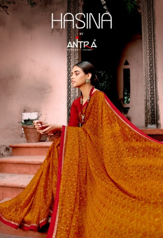 Antra Hasina Foil Printed Casual Wear Saree Designs Online Supplier