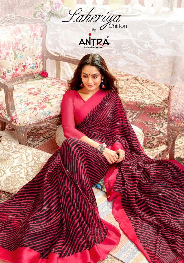 Laheriya Chiffon By Antra Printed Designer Fancy Saree Designs