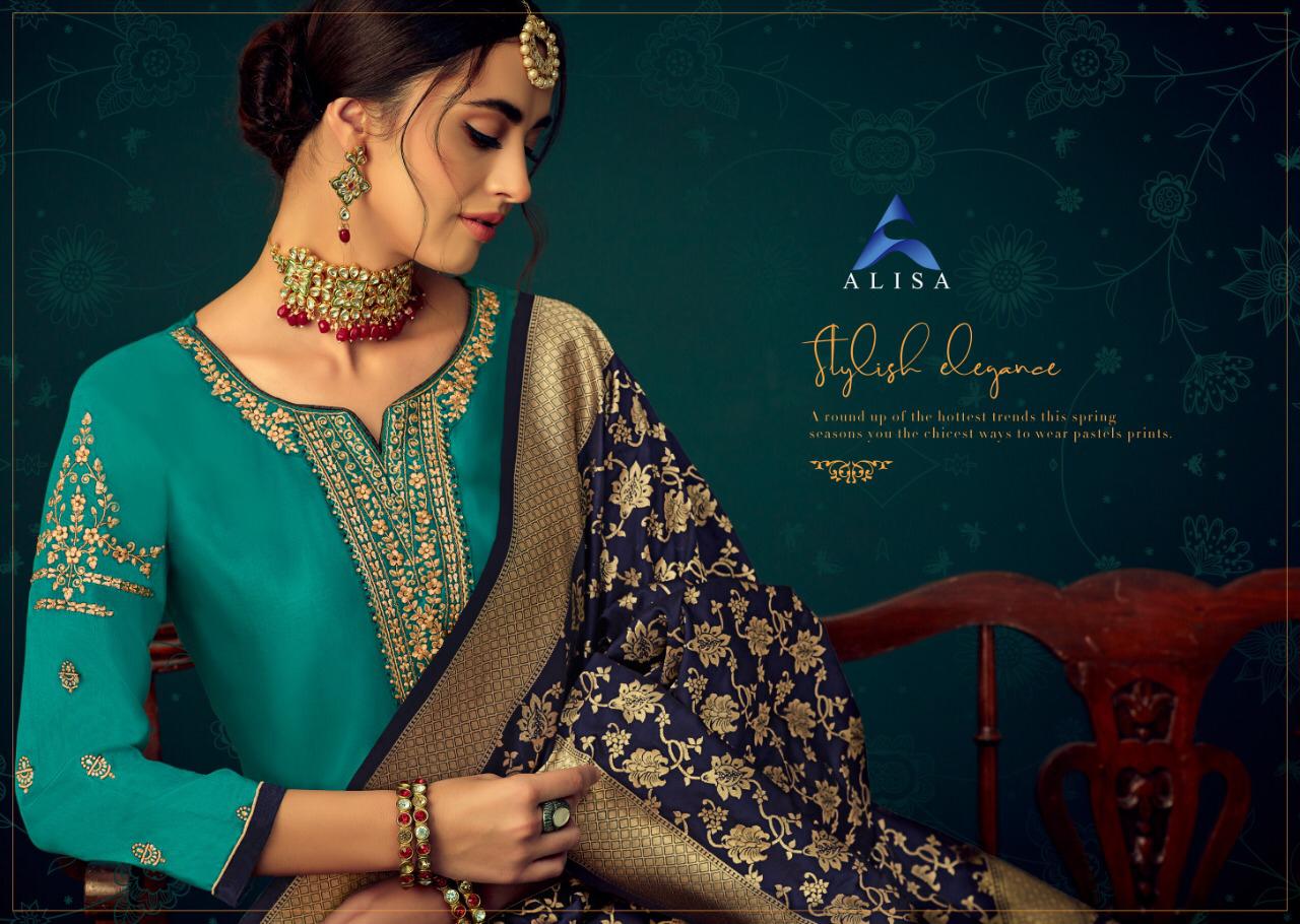 Alisa Gul Banaras 3301-3306 Series Indian Salwar Suits Party Wear Attire