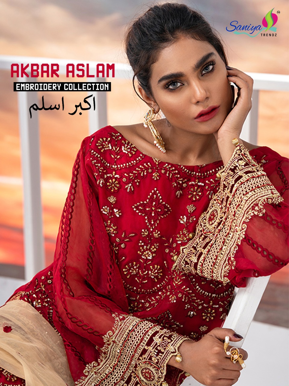 Saniya Trendz Akbar Aslam Pakistani Embroidered Suits Collection