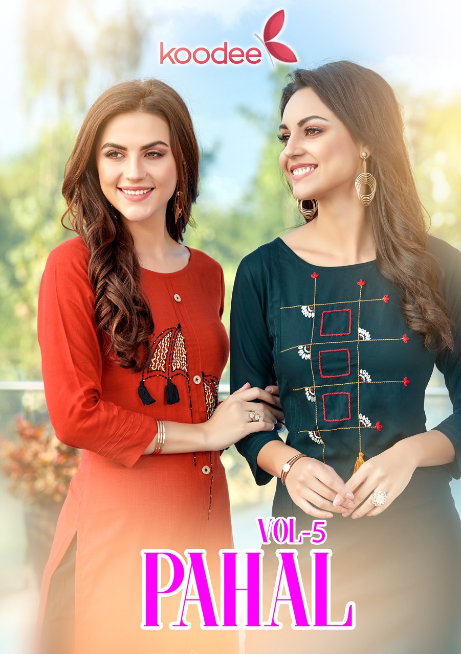 Pahal Vol 5 By Koodee Rayon Handwork Stylish Regular Wear Kurti