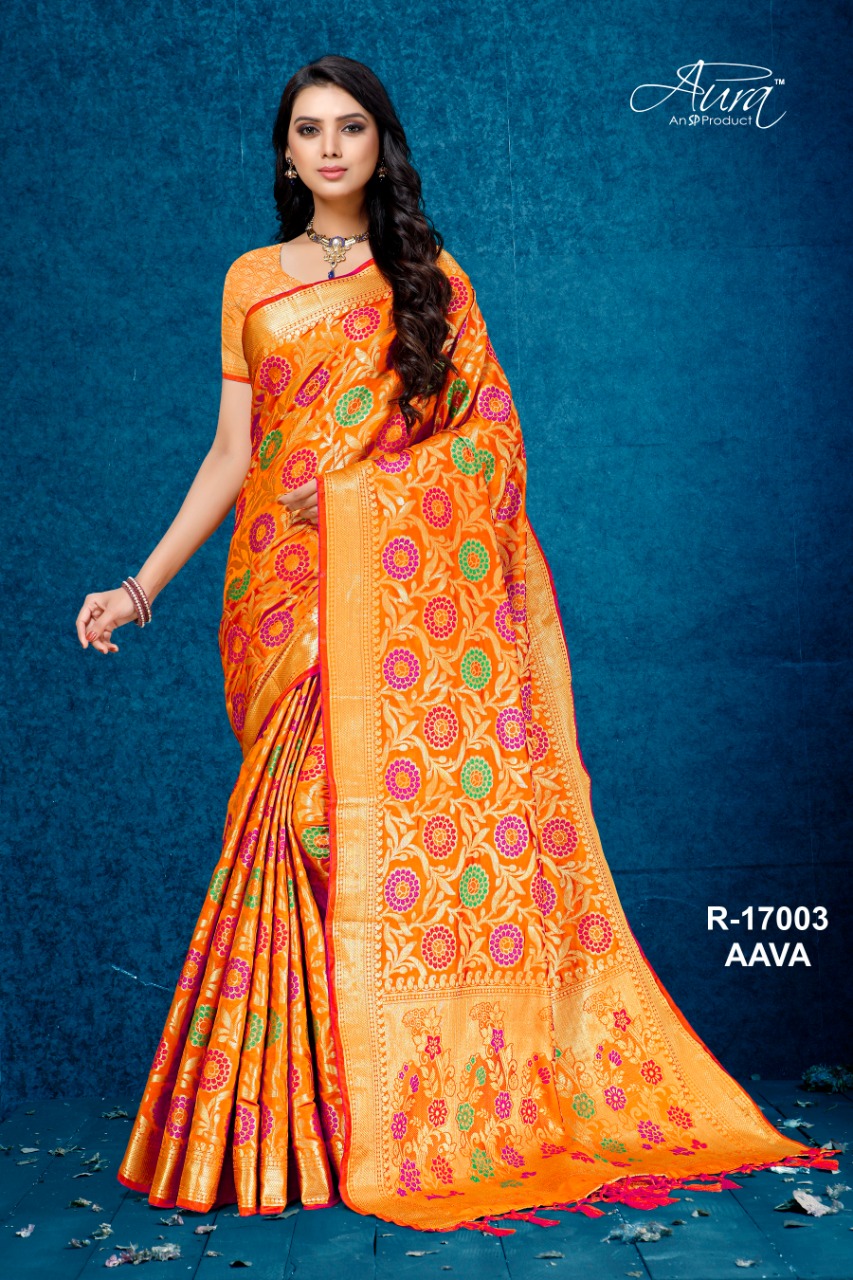 Aura Present Aava Silk Festival Wear Saree Authorized Supplier India