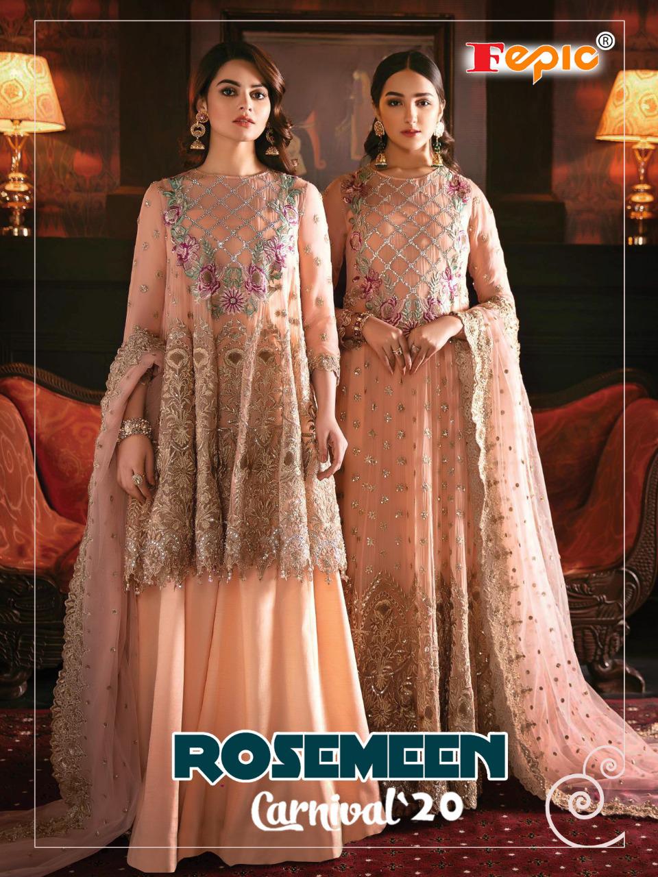 Rosemeen Carnival 20 By Fepic Georgette Pakistani Work Suits Wholesaler