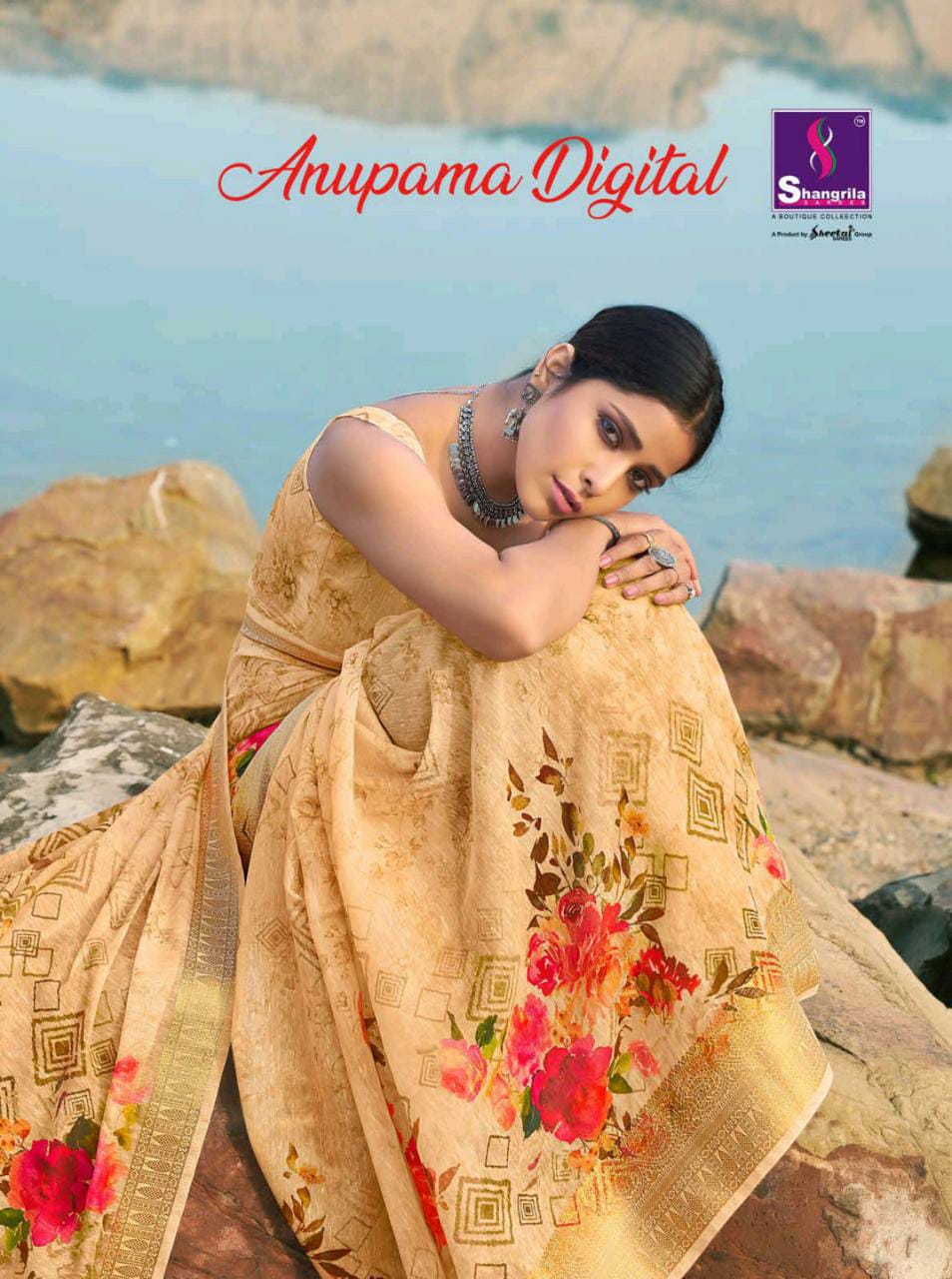 Shangrila Anupama Digital Soft Linen Saree With Jecquard Pallu Concept