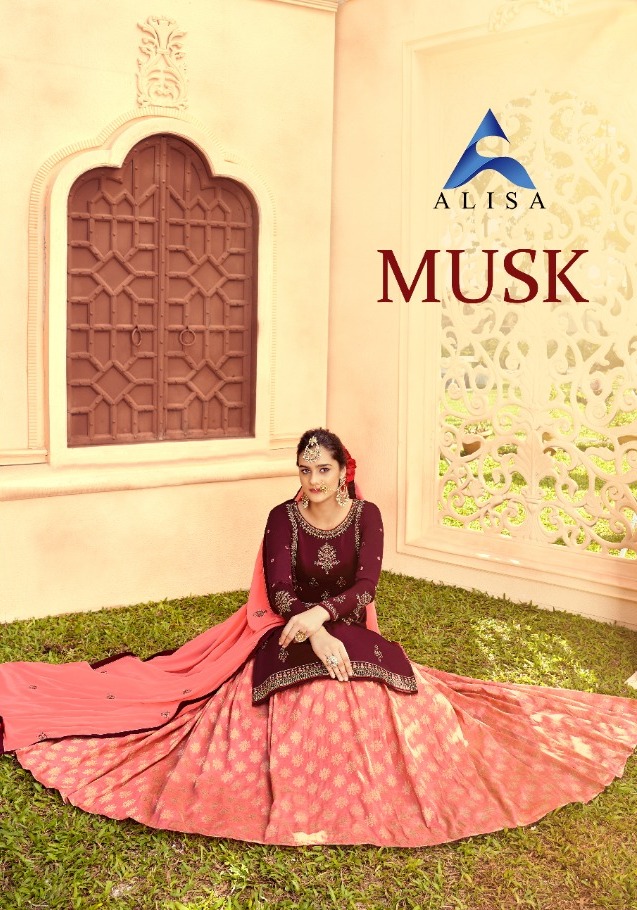 Alisa Brand Musk Satin Georgette Ghaghra Style Salwar Kamee Wholesaler