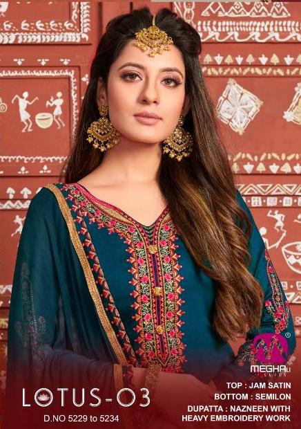 Lotus Vol 3 By Meghali Suits Jam Satin Ethnic Salwar Kameez Designs