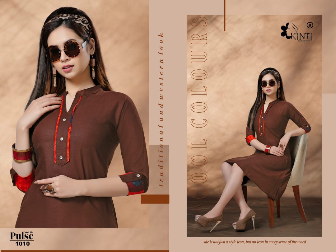 Pulse Vol 10 By Kinti Rayon Kurti With Side Pocket Collection