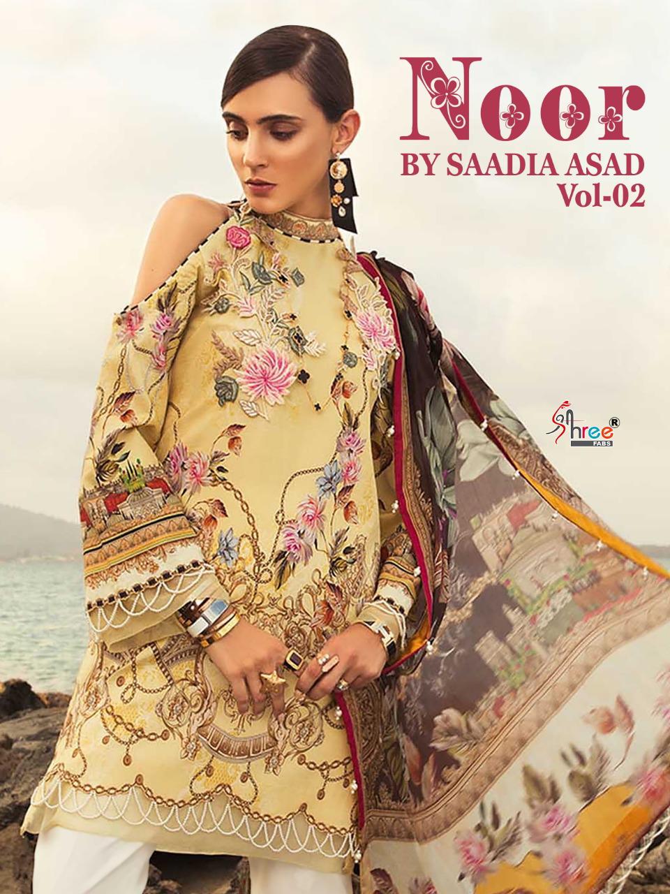 Noor By Saadia Asad Vol 2 Of Shree Fabs Cotton Print With Embroidery Pakistani Suits