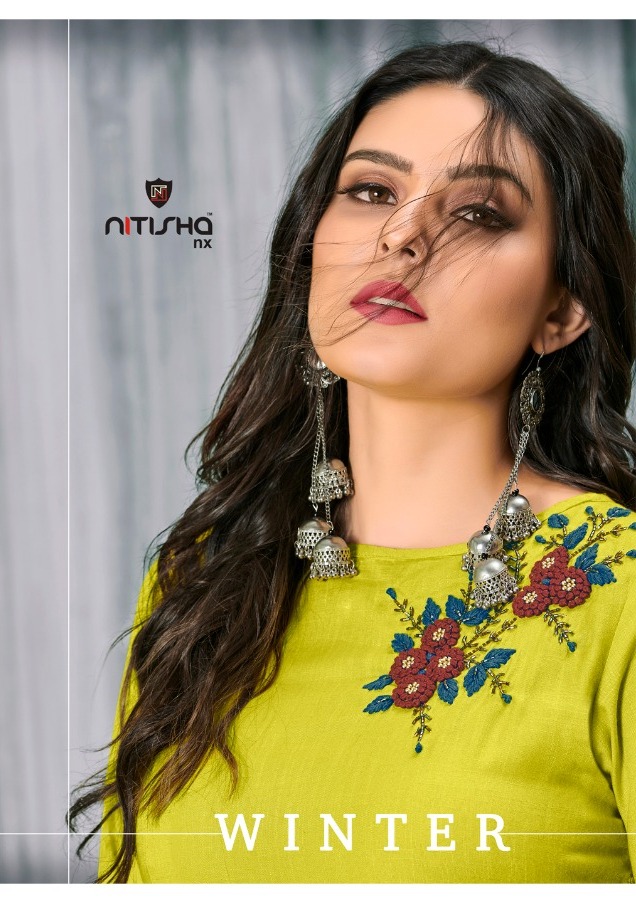 Nitisha Nx Winter Rayon Long Straight Formal Wear Kurti Seller