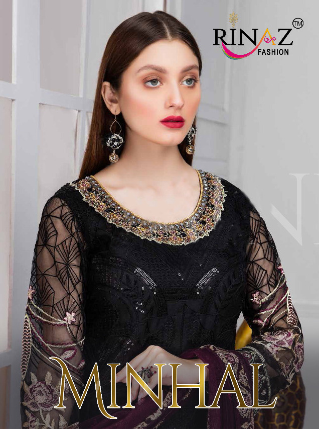 Rinaz Present Minhal Georgette Embroidery Pakistani Suits Collection