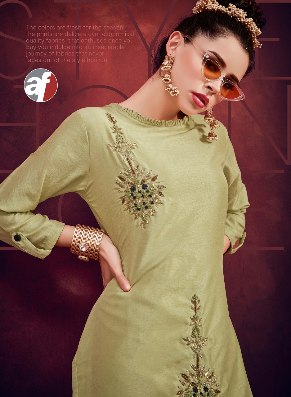 Af Present Firangi Ethnic Silk With Handwork Kurti Wholesaler Supplier