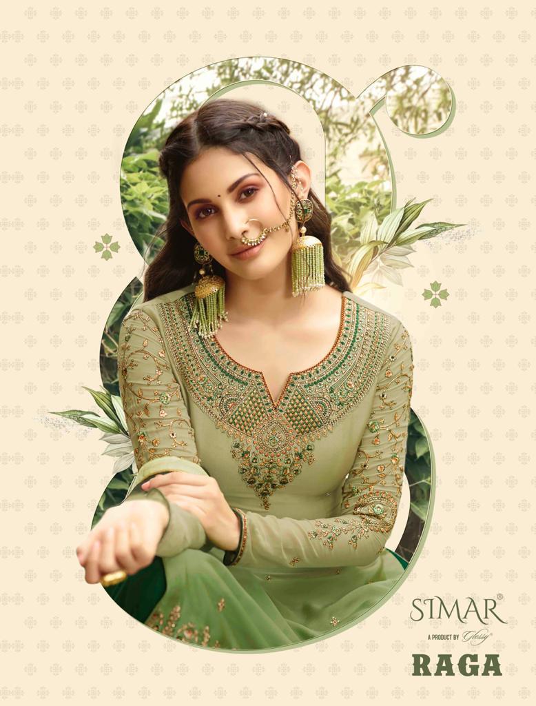 Glossy Raga 5400-5407 Series Satin Georgette Sharara Style Embroidery Salwar Suit