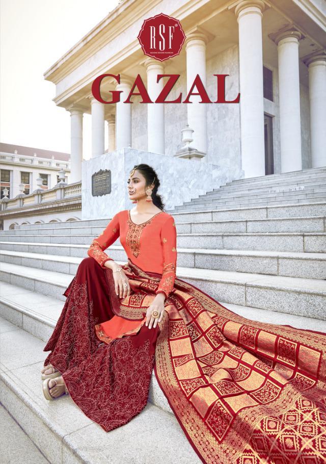 Gazal By Rsf Satin Georgette Sharara Style Loong Suits Collection