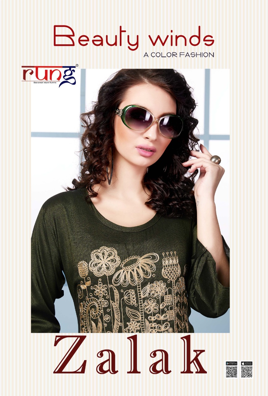 Zalak By Rung Rayon Embroidery Formal Wear Kurti Seller