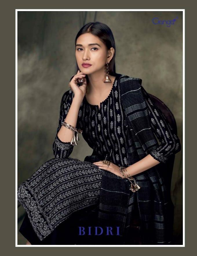 Ganga Present Bidri Pure Silk Black Color Special Salwar Kameez Online Store