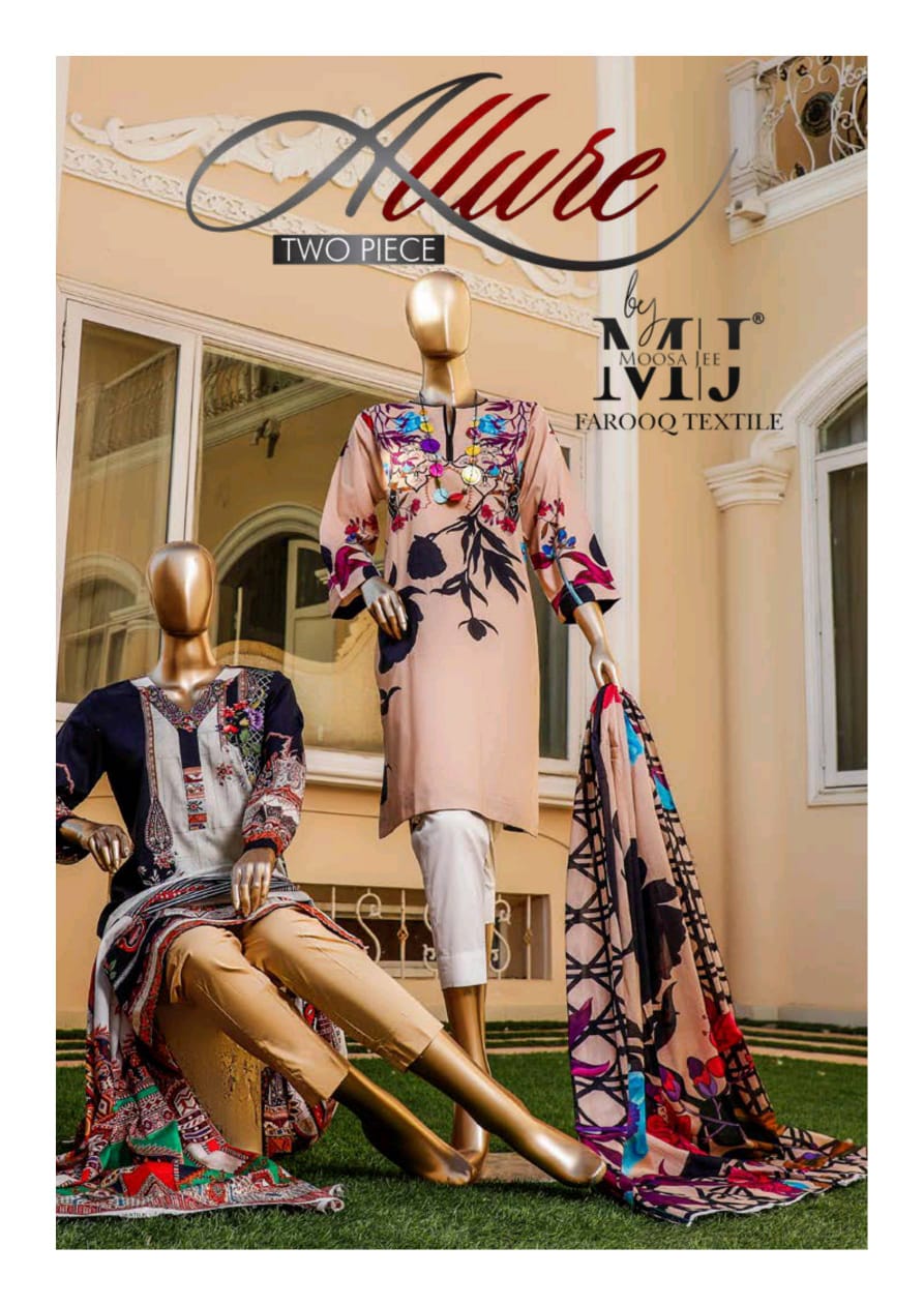 Farooq Textile Allure By Moosajee Print Lawn Shirt With Dupatta Original Pakistani Collection